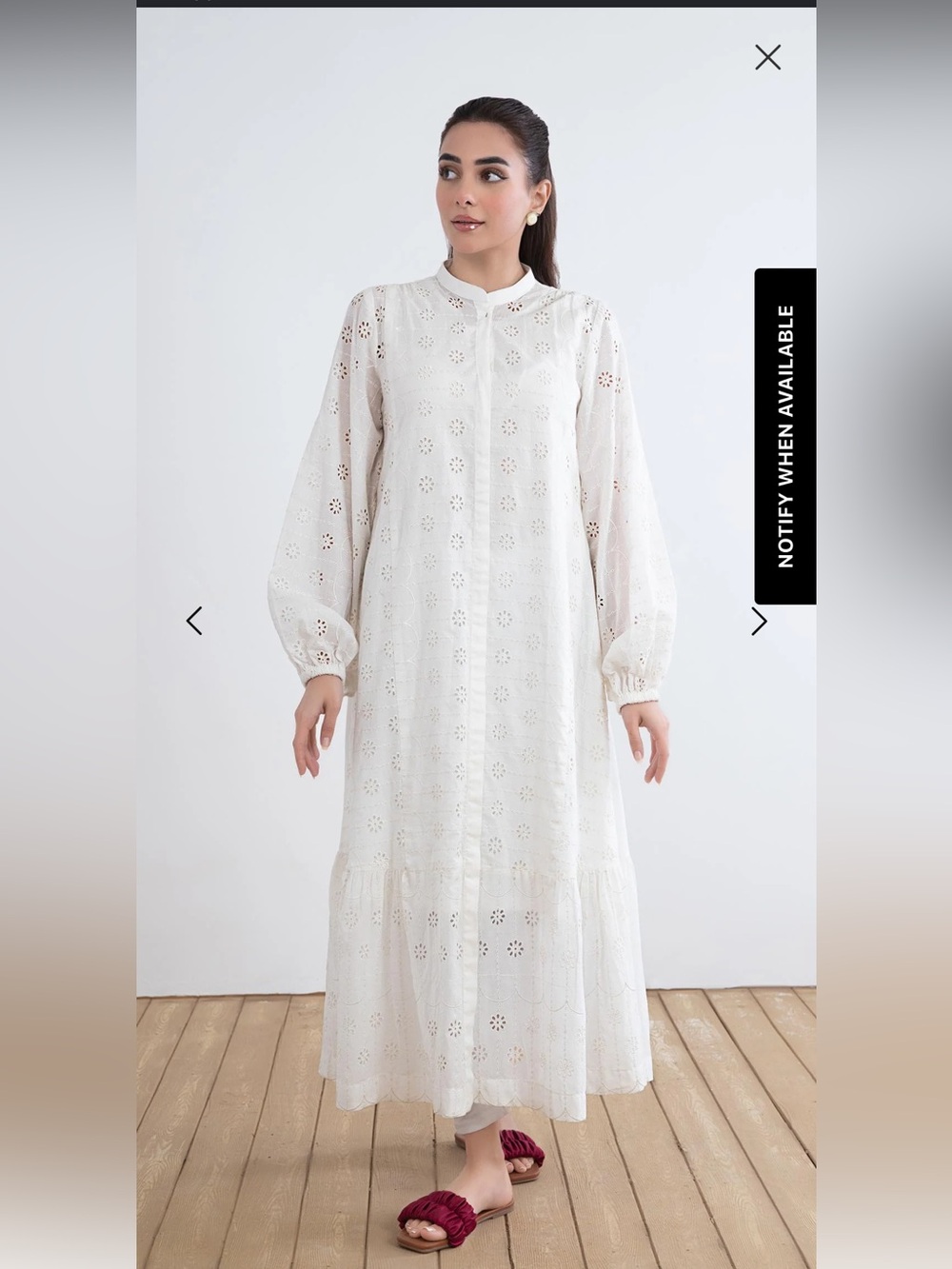 Women’s White Eyelet Maxi Dress with Balloon Sleeves